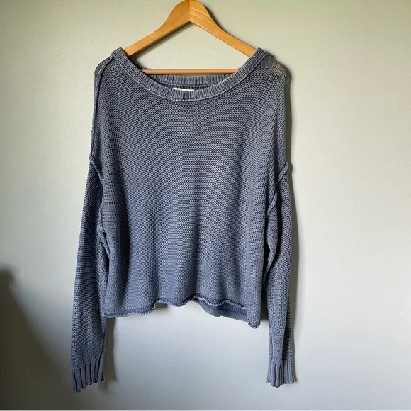 American Eagle Outfitters Easy Crew Neck Sweater - Blue - Size Large - Picture 2 of 7